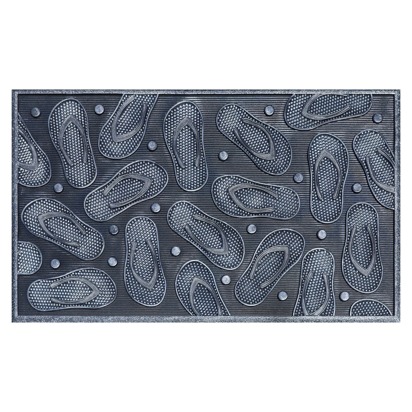 Door Mat Deluxe Rubber Metallic Silver Thongs 45 x 75 cm Doormat