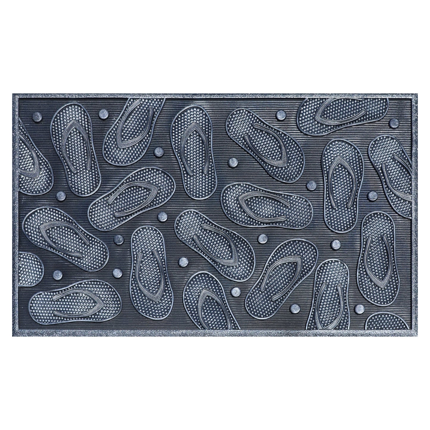 Door Mat Deluxe Rubber Metallic Silver Thongs 45 x 75 cm Doormat