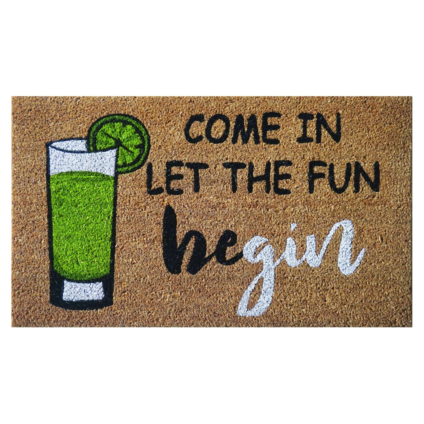 Door Mat Deluxe Coir Latex Fun Begin Drinks Coastal Summer 45 x 75 cm Doormat