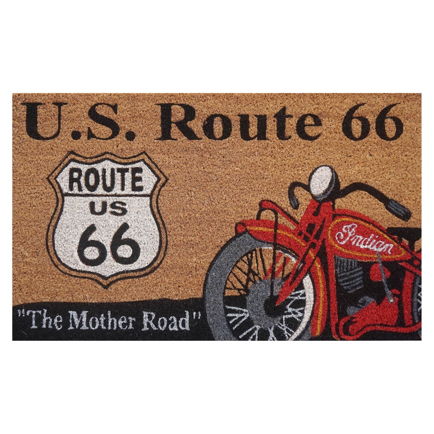 Door Mat Deluxe Coir Latex USA Route 66 Motorbike 45 x 75 cm Doormat