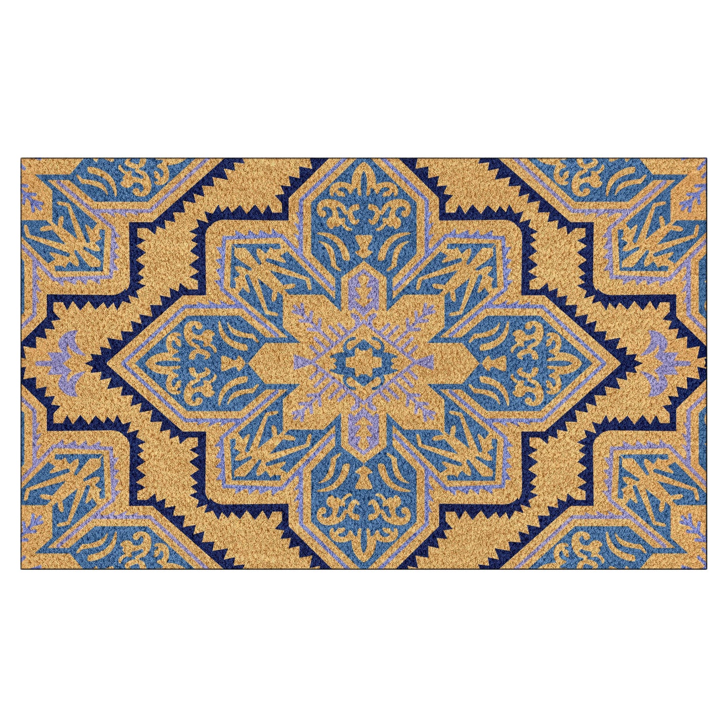 Door Mat Deluxe Coir Backed Blue Mosaic 45 x 75 cm Doormat