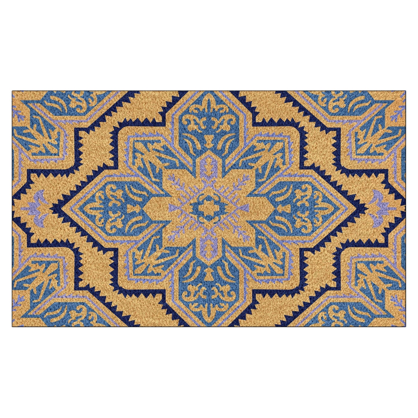 Door Mat Deluxe Coir Backed Blue Mosaic 45 x 75 cm Doormat
