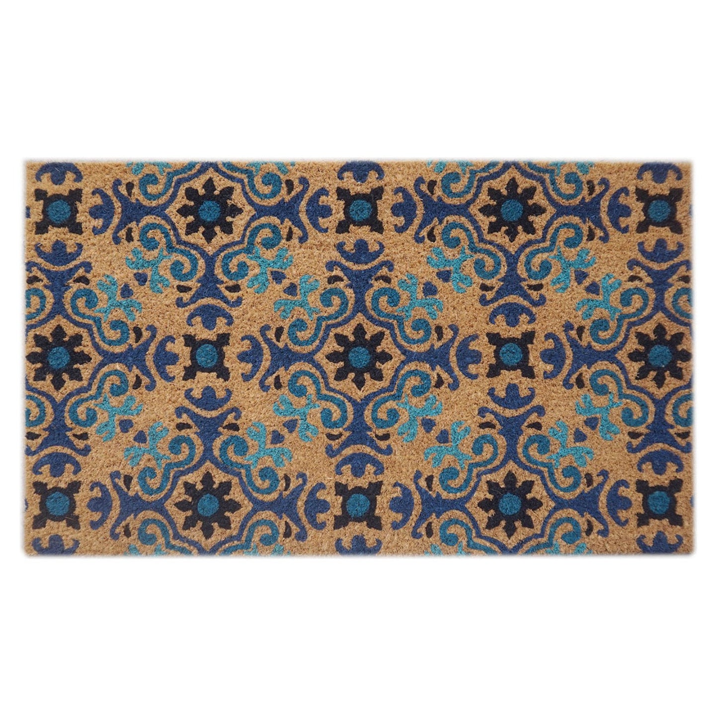 Door Mat Deluxe Coir Backed Blue Mosaic 45 x 75 cm Doormat