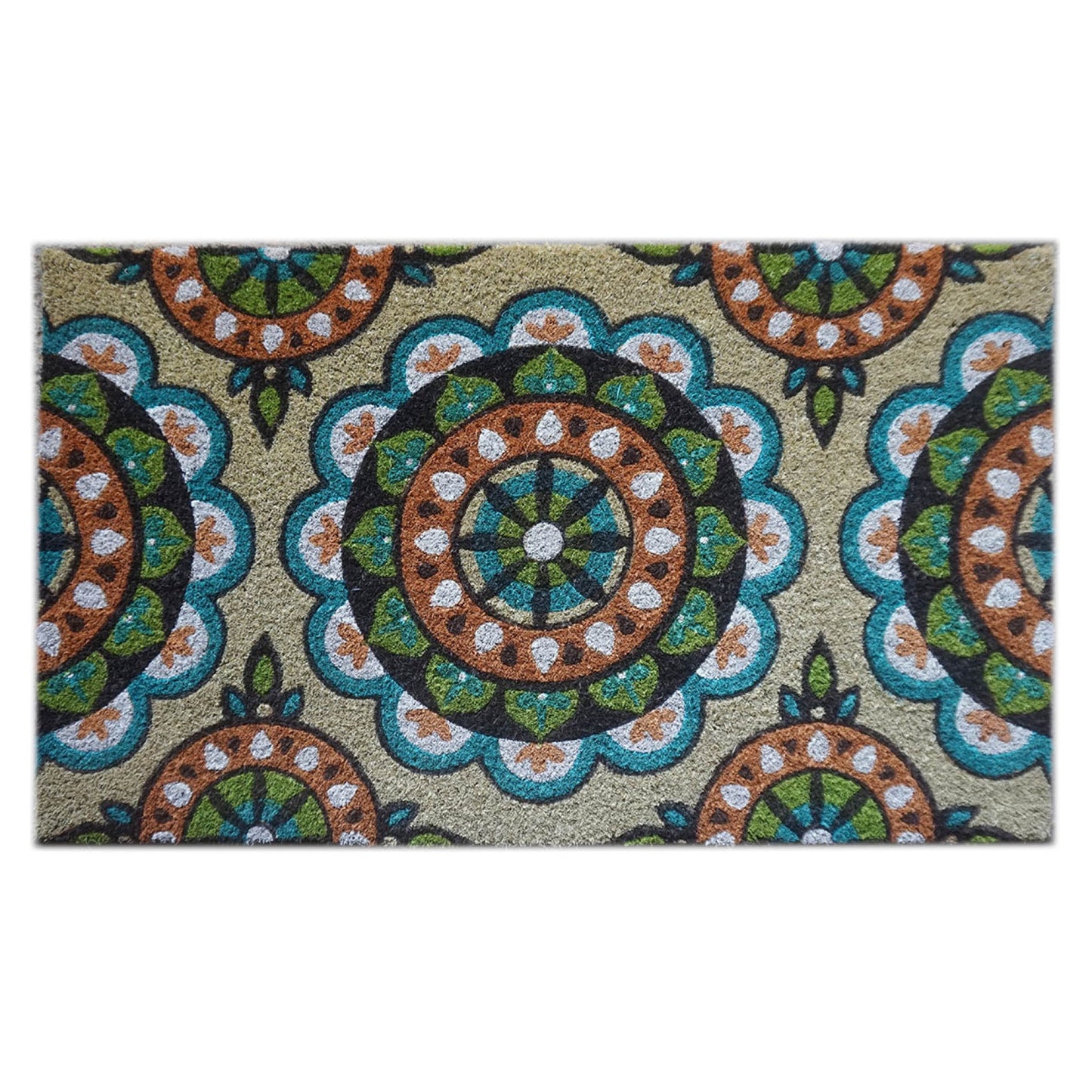 Door Mat Deluxe Coir Backed Circles 45 x 75 cm Doormat