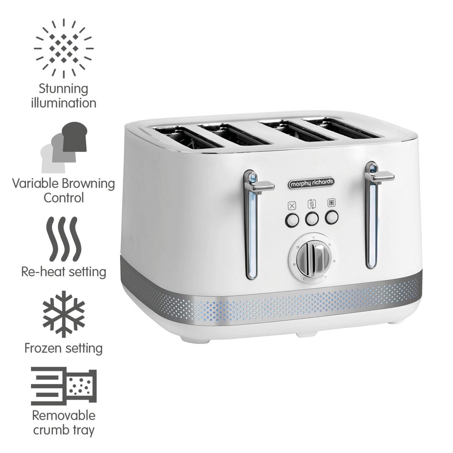 Morphy Richards Illumination 4 Slice 1800W Toaster - White
