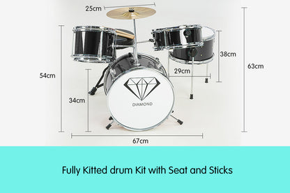 Children's 4pc Drum Kit - Black
