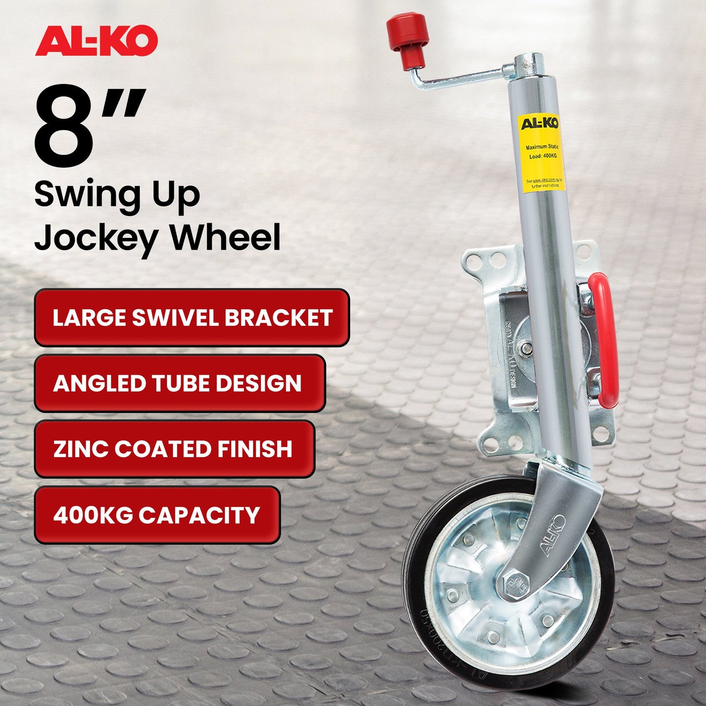 AL-KO 8-inch Swing Up Jockey Wheel with Large Swivel Bracket
