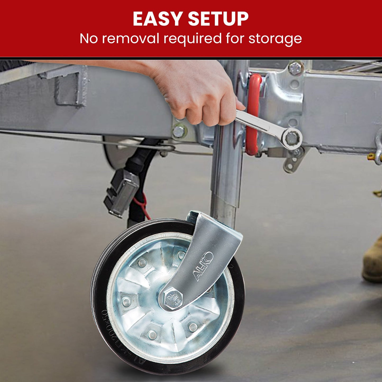 AL-KO 8-inch Swing Up Jockey Wheel with Large Swivel Bracket
