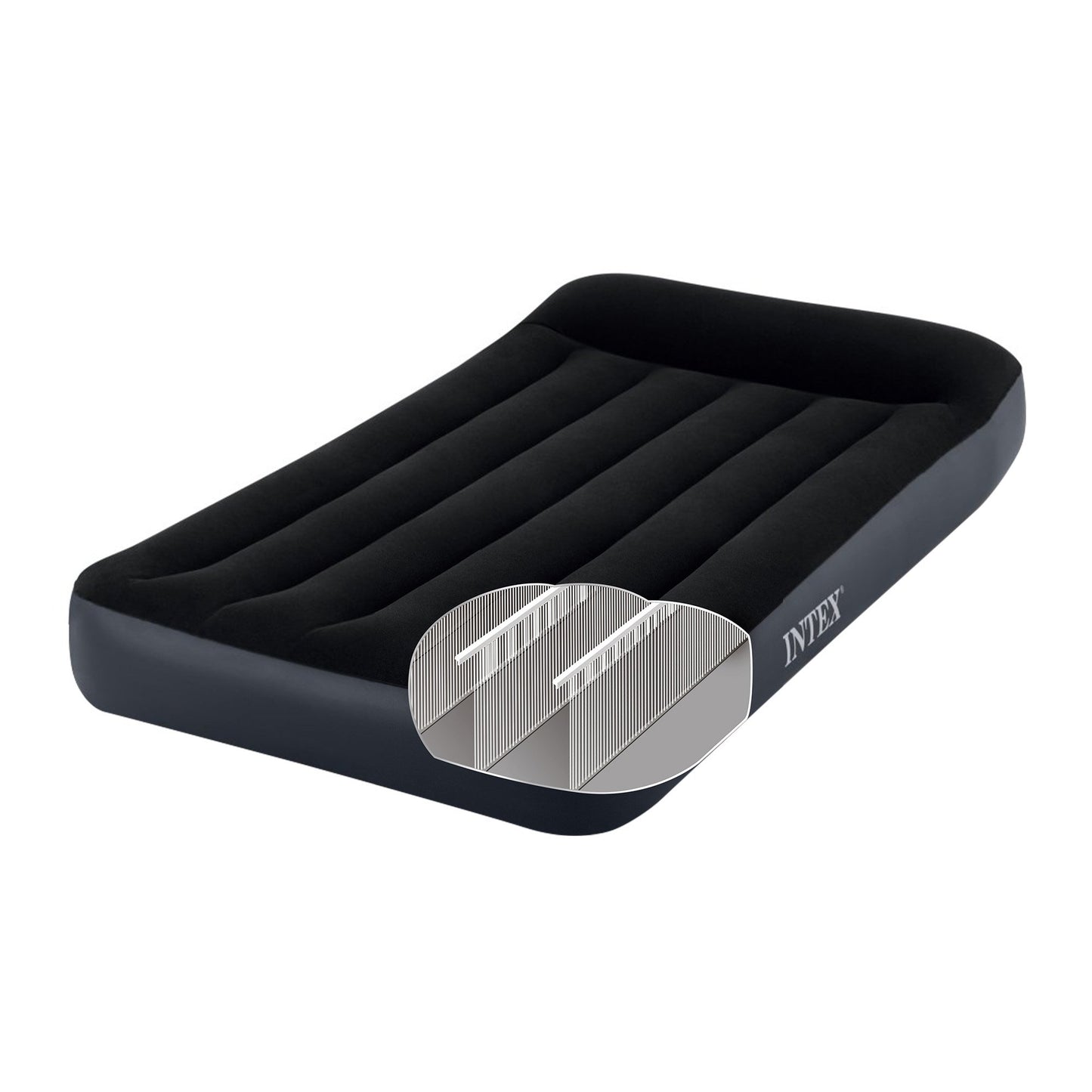 Intex Dura-Beam Classic Inflatable Airbed Mattress w/ Pillow Rest Black Twin