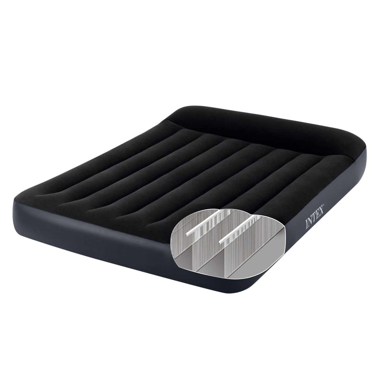 Intex Dura-Beam Classic Inflatable Airbed Mattress w/ Pillow Rest Black Full