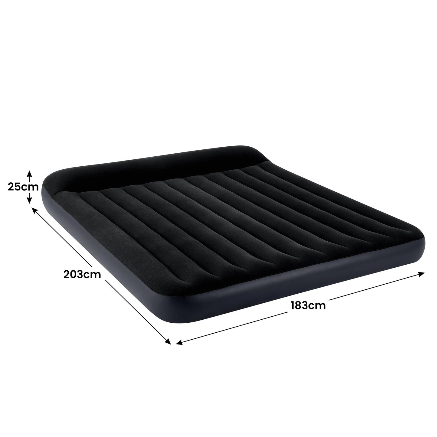 Intex Dura-Beam Classic Inflatable King Airbed Mattress with Pillow Rest Black