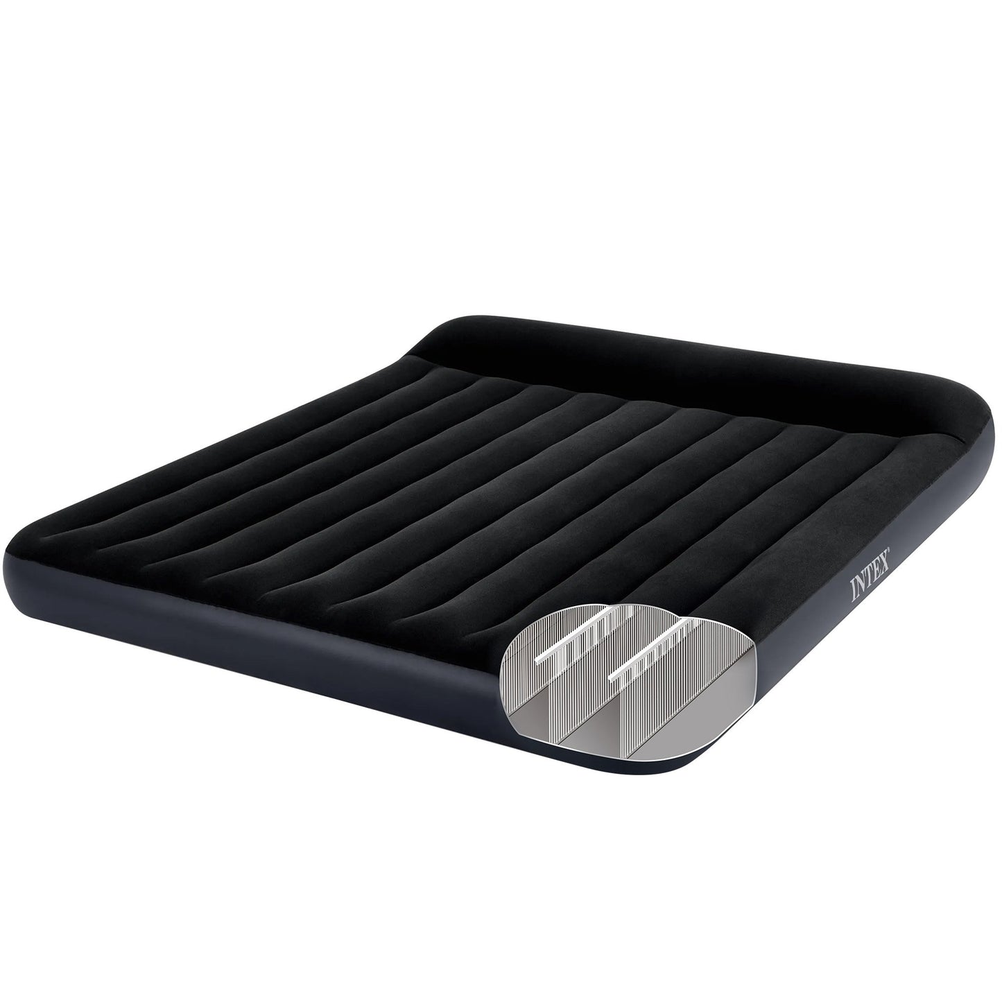 Intex Dura-Beam Classic Inflatable King Airbed Mattress with Pillow Rest Black