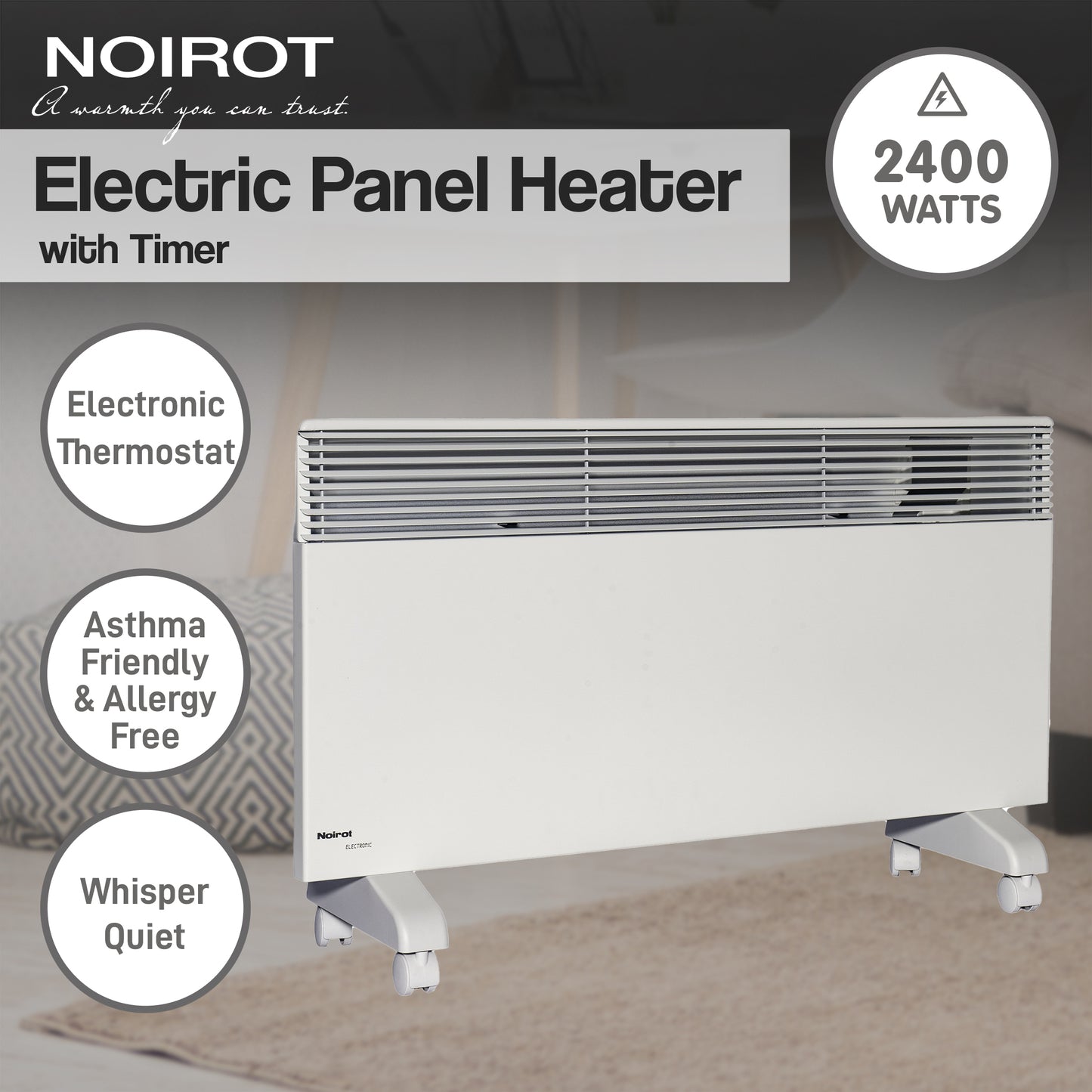Noirot 2400W Spot Plus Electric Panel Heater w/ Timer - Refurbished