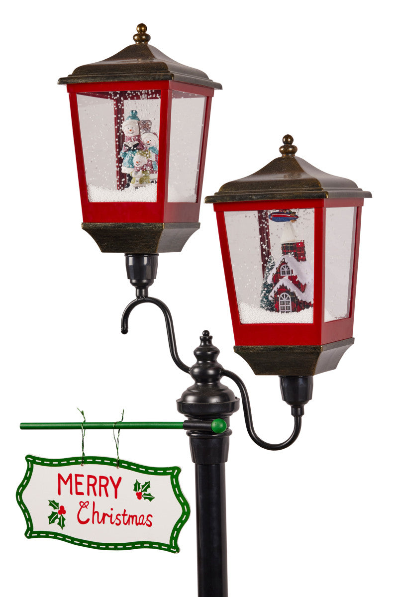 Christabelle 195cm Christmas Lamp Post with Lights Music & Snow - Black
