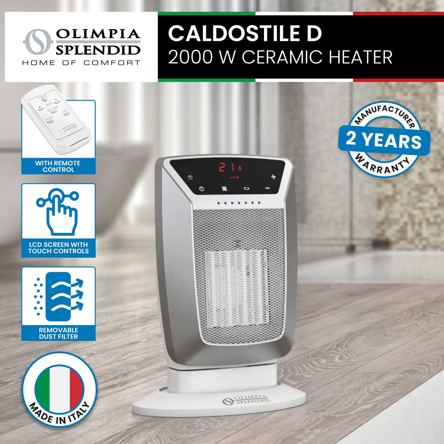 Olimpia Splendid Caldostile D Ceramic Fan Heater - 2000W