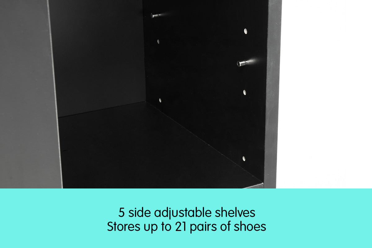 21 Pairs Shoe Cabinet Rack Storage Organiser - 80 x 30 x 90cm - Black