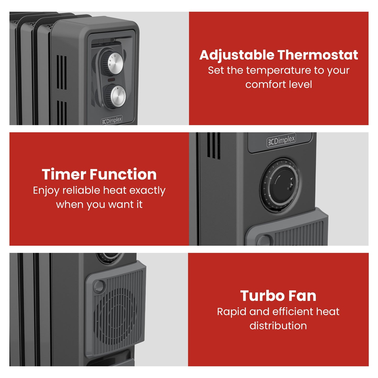 Dimplex Oil Free 1.5kW Column Heater w/ Turbo Fan and Timer in Black