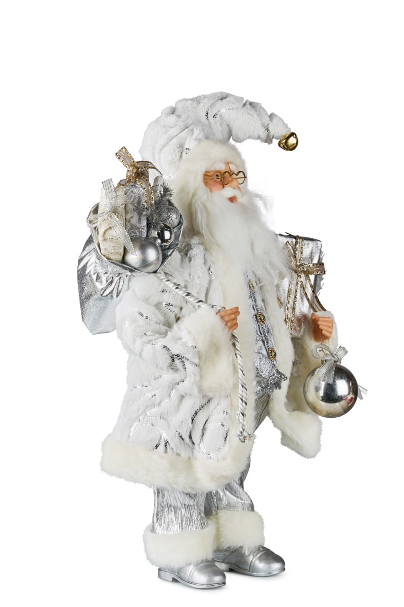 Christabelle White & Silver Santa Claus Christmas Decoration 46cm