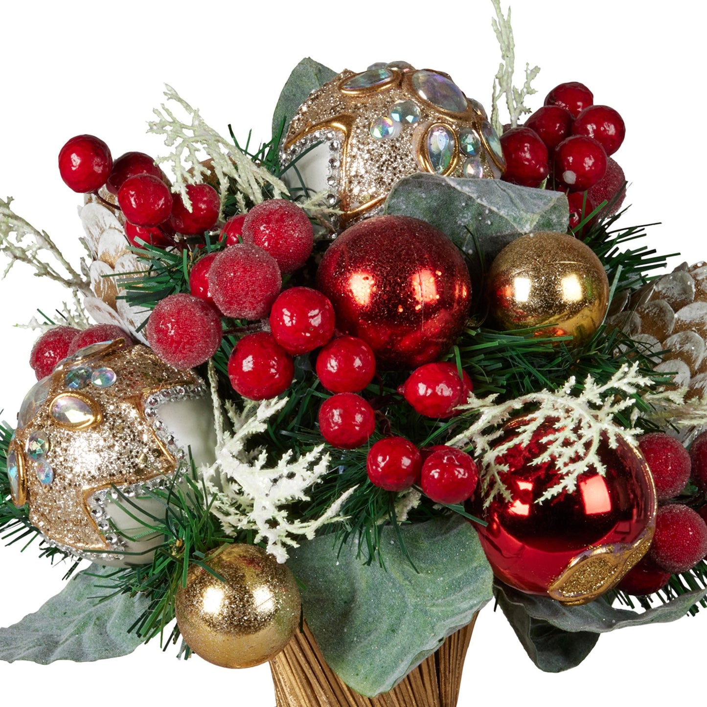 Christabelle Festive Floral Bouquet Tabletop Christmas Decoration - 33cm