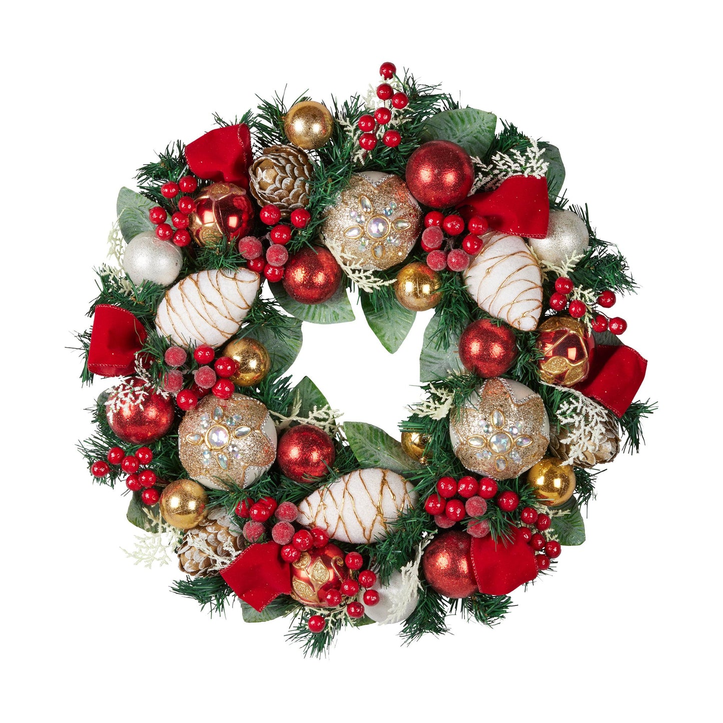 Christabelle Festive Floral Christmas Wreath - 56cm