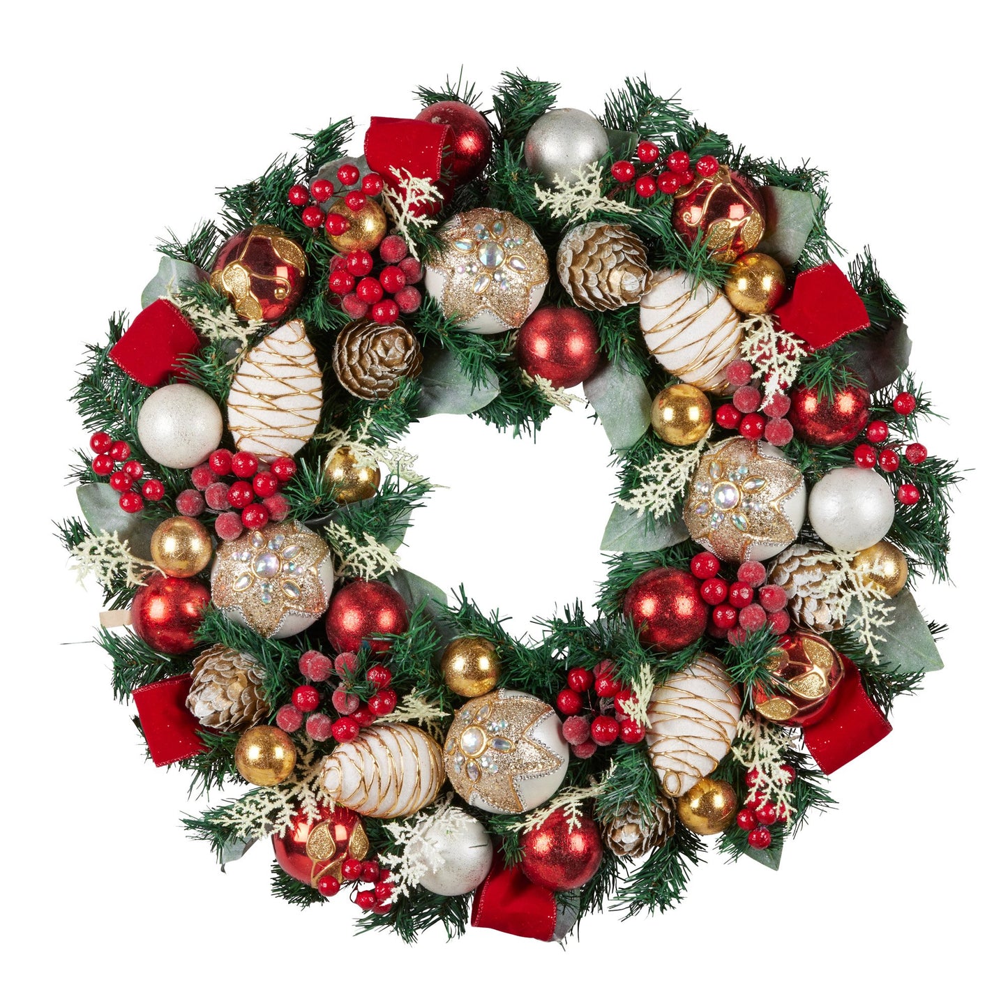 Christabelle Festive Floral Large Christmas Wreath - 71cm