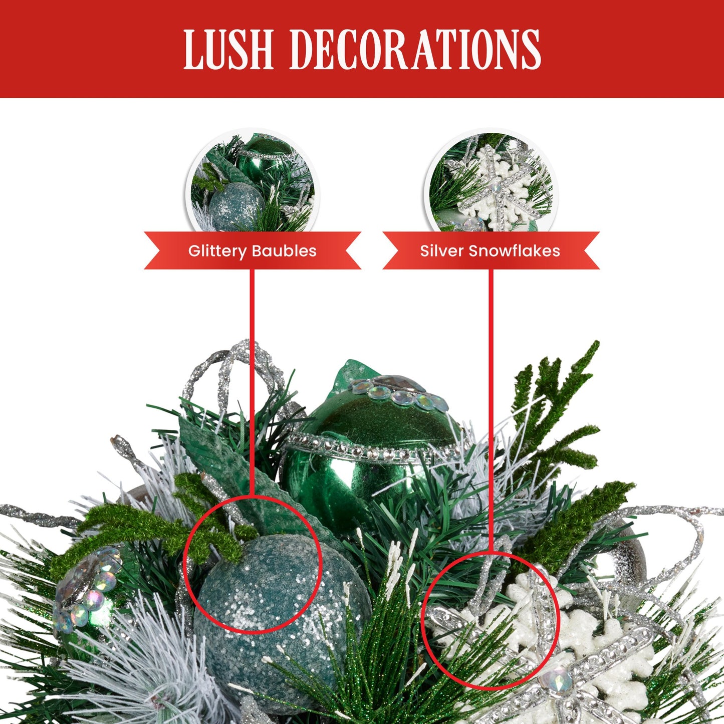 Christabelle Mint Luxe Bouquet Tabletop Christmas Decoration - 33cm