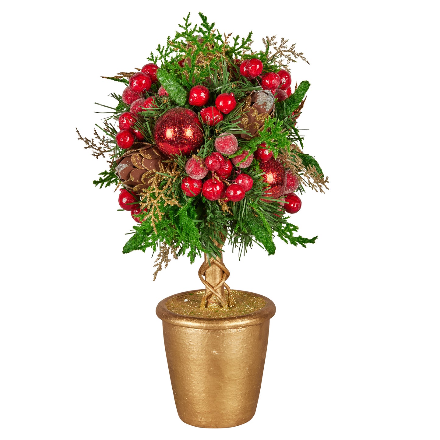 Christabelle 36cm Christmas Tabletop Topiary with Berries Baubles & Pine Cones