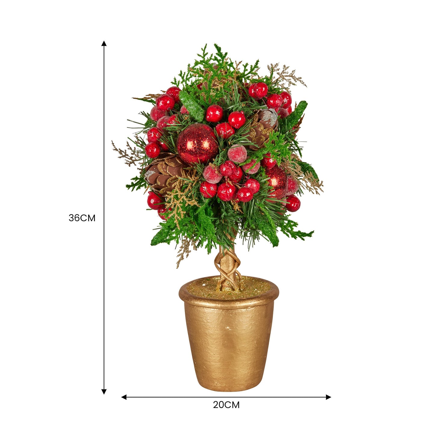 Christabelle 36cm Christmas Tabletop Topiary Berries & Baubles
