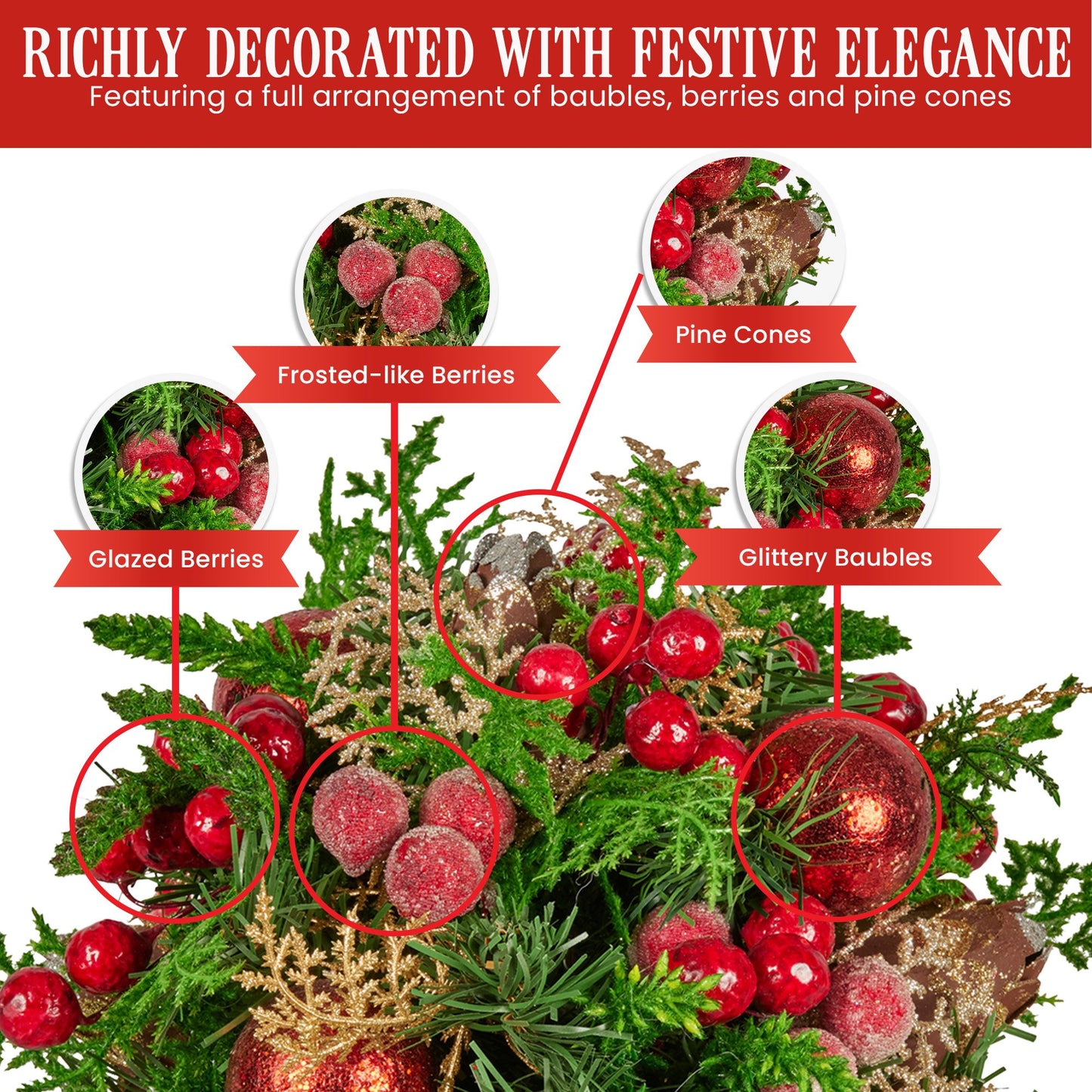 Christabelle 33cm Christmas Bouquet Berries & Baubles