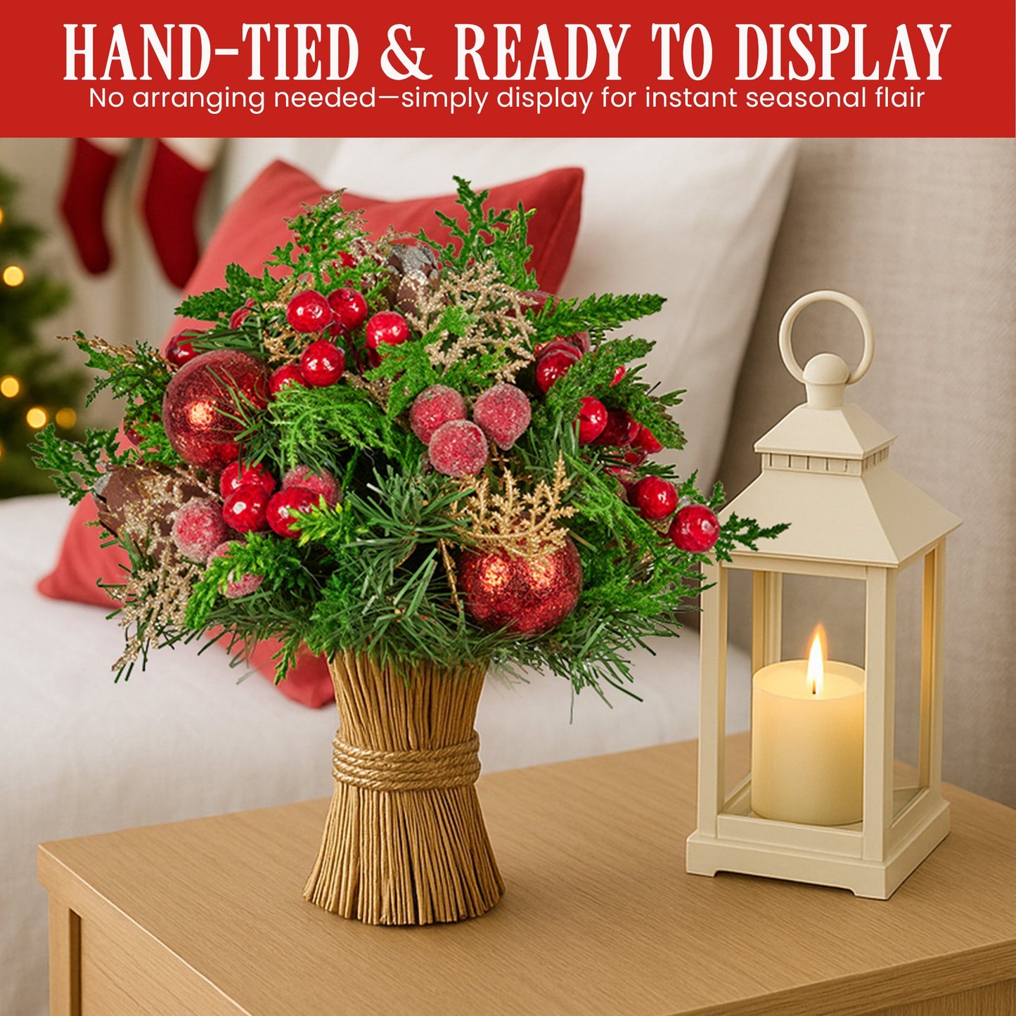 Christabelle 33cm Christmas Bouquet Berries & Baubles