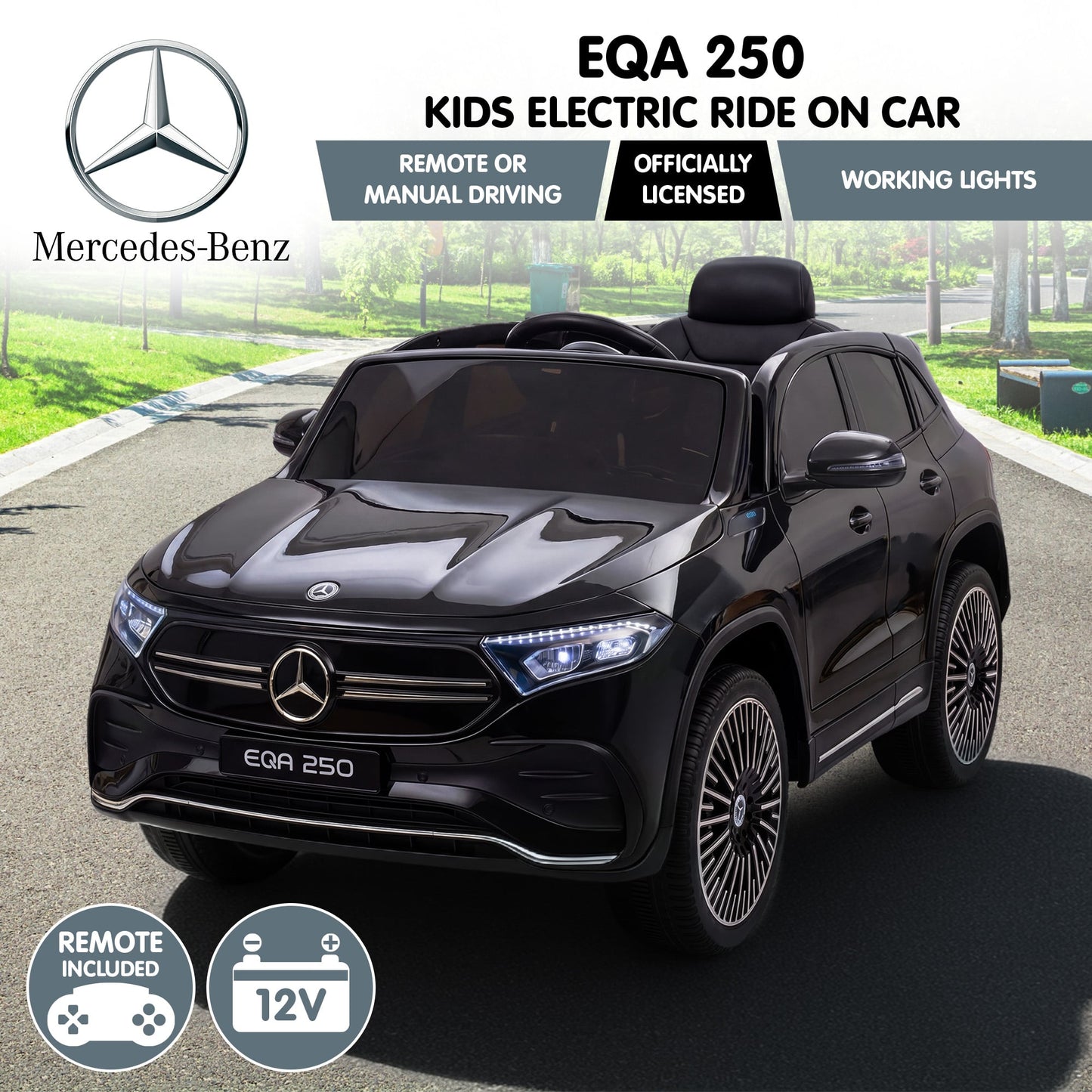 Mercedes-Benz EQA 250 Kids 12V Electric Ride-On Car with Parental Remote Control