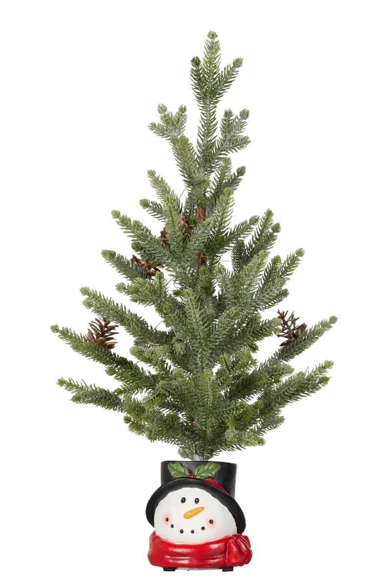 Christabelle Christmas 55cm Tree with Lights in Snowman Pot