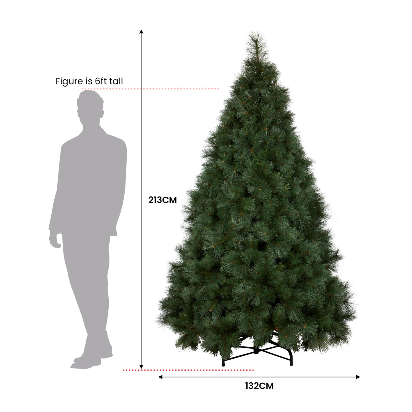 Christabelle 2.1m Needle Green Pine Christmas Tree with 1067 Tips