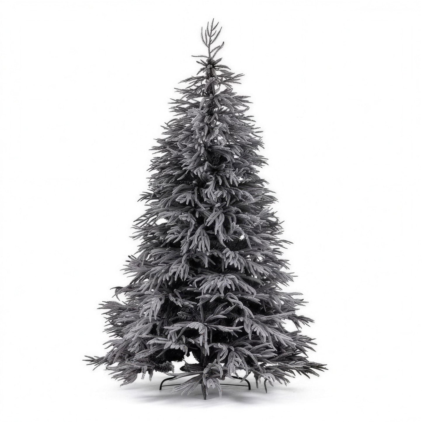 Christabelle 2.3m 7.5ft Midnight Snow Christmas Tree Pre Lit Warm White LED Black Foliage Flocked Hinged Branches Home