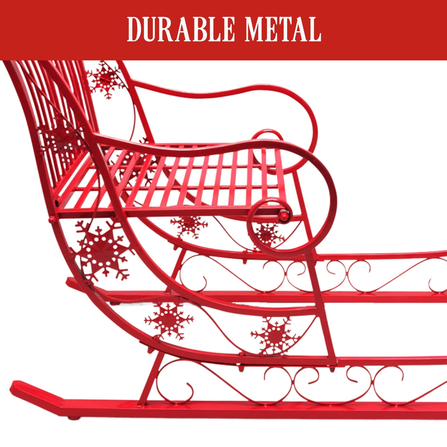 Christabelle Christmas Sleigh with Red Finish- Metal 150cm