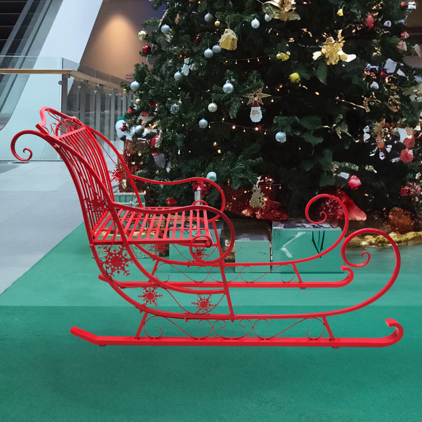Christabelle Christmas Sleigh with Red Finish- Metal 150cm