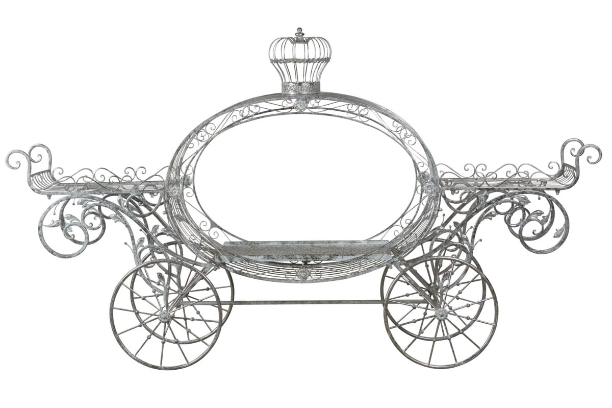 Christabelle 258cm Silver and White Metal Pumpkin Carriage