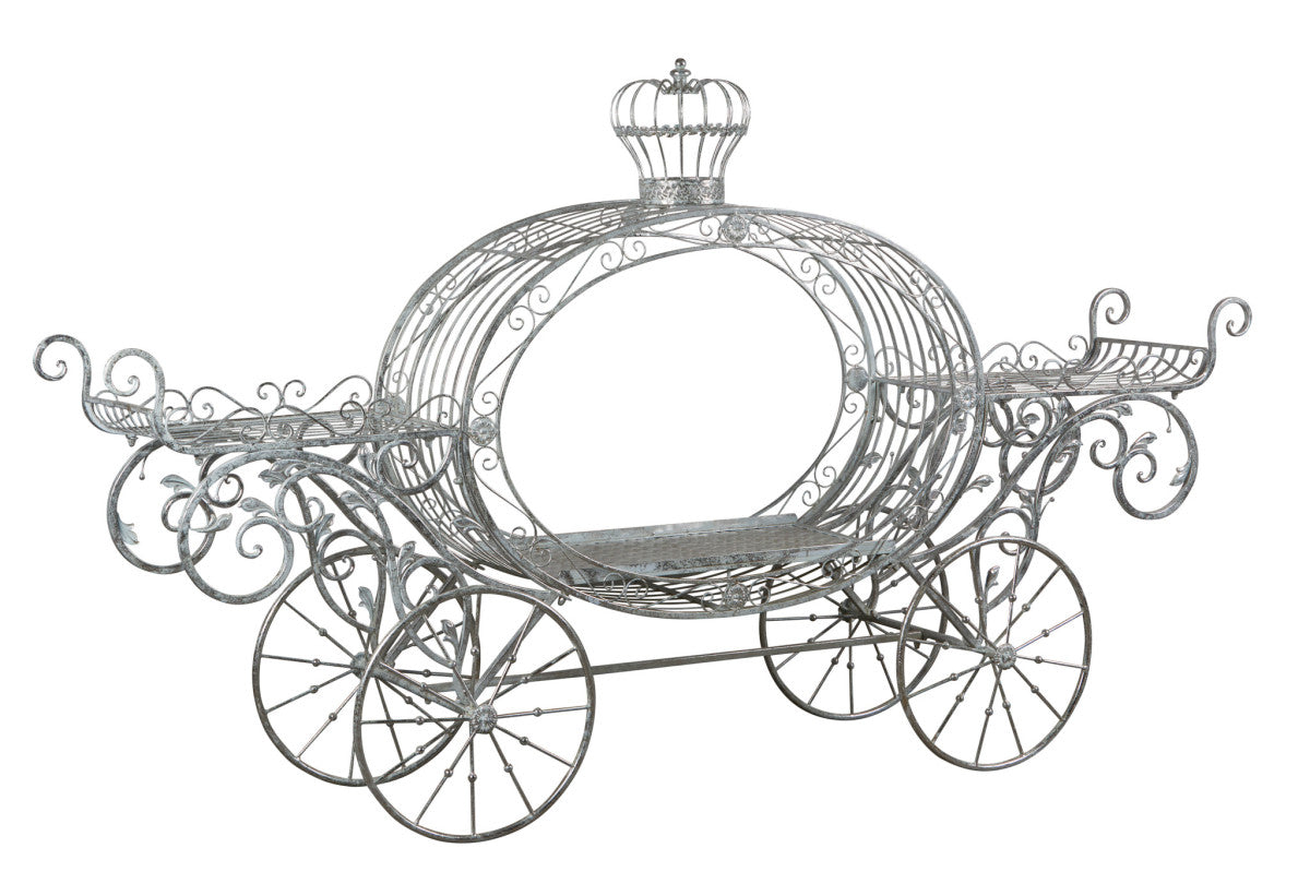 Christabelle 258cm Silver and White Metal Pumpkin Carriage