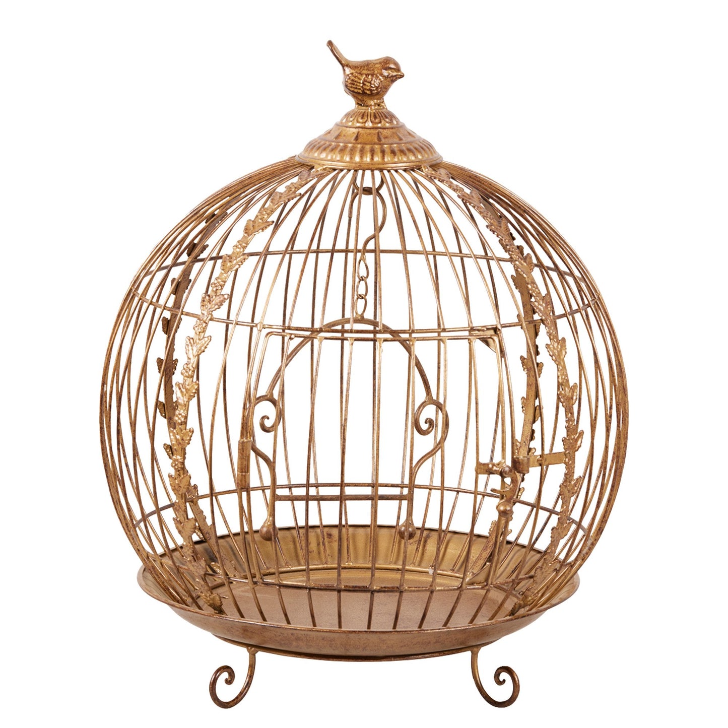 Christabelle Antique Gold Bird Cage Display Metal Christmas Decor