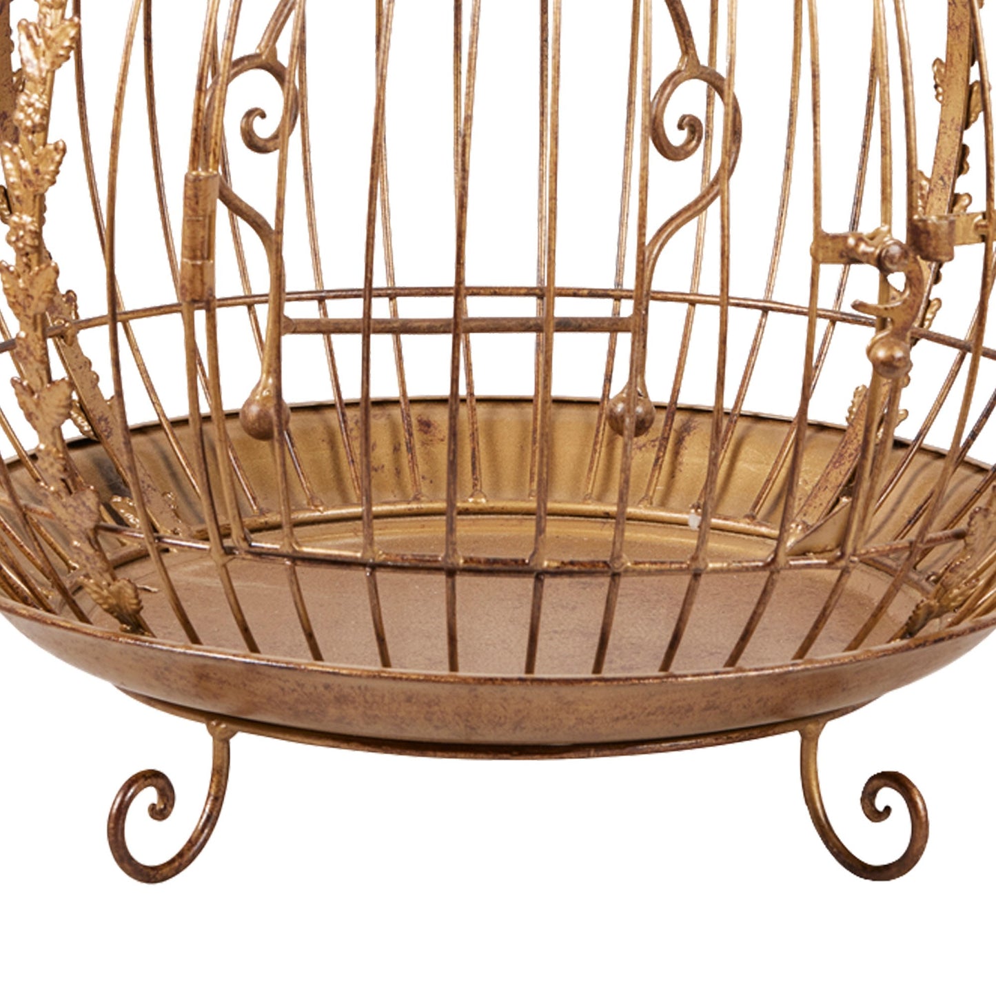 Christabelle Antique Gold Bird Cage Display Metal Christmas Decor