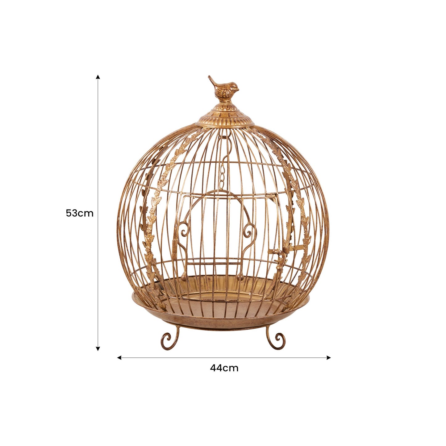 Christabelle Antique Gold Bird Cage Display Metal Christmas Decor