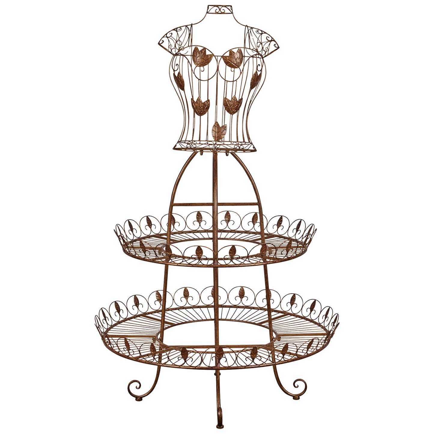 Christabelle Antique Gold 2-Tier Metal Mannequin Display Stand