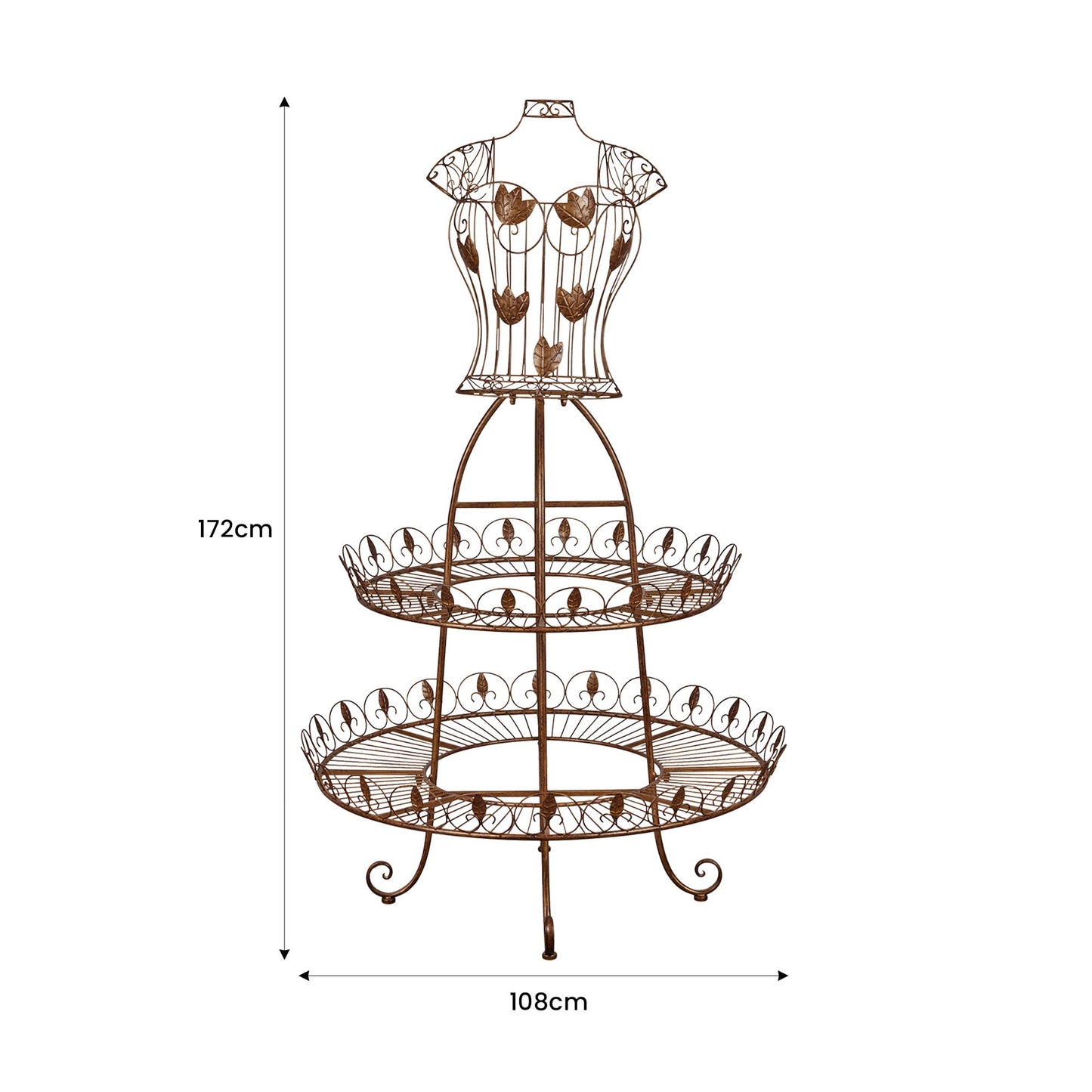 Christabelle Antique Gold 2-Tier Metal Mannequin Display Stand
