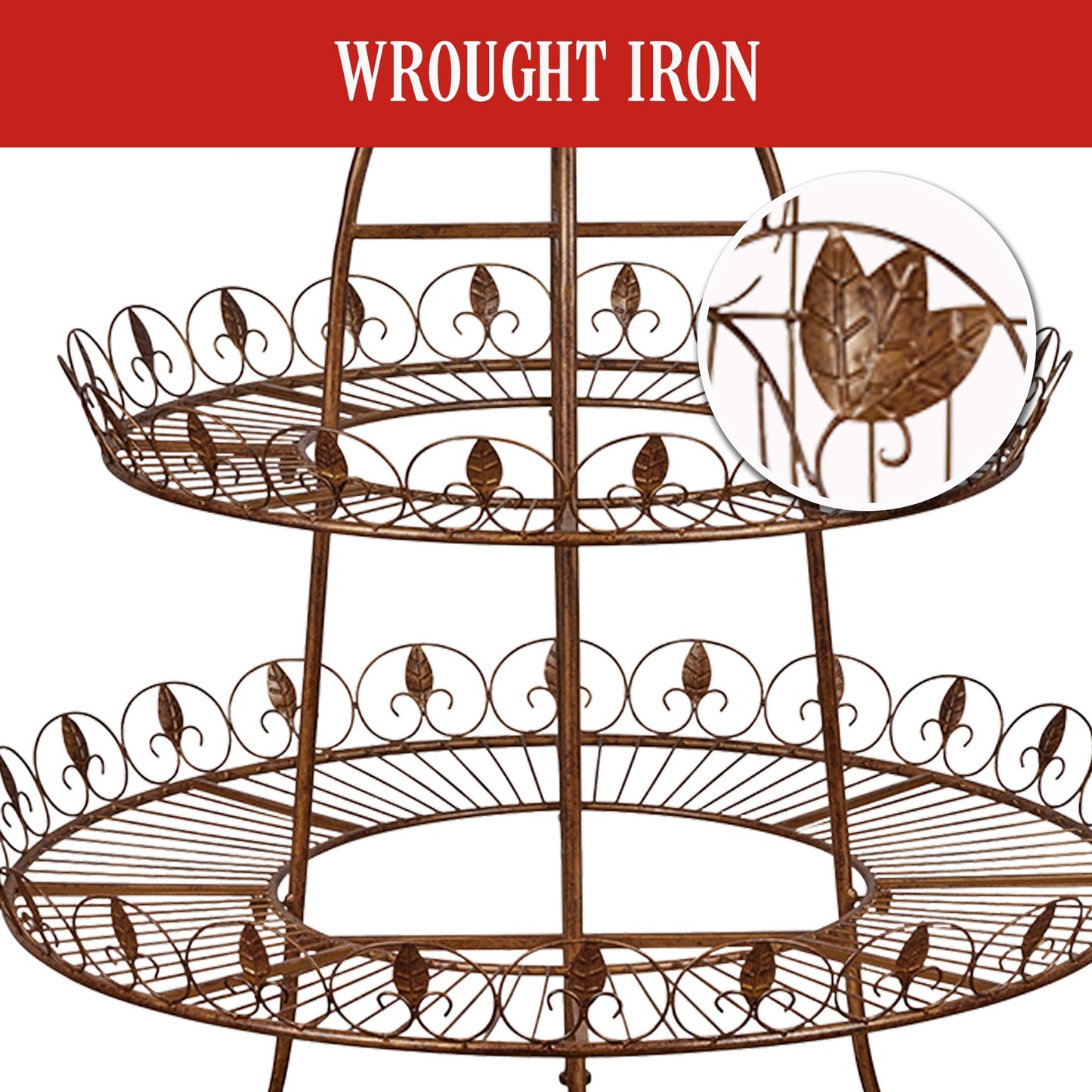 Christabelle Antique Gold 2-Tier Metal Mannequin Display Stand