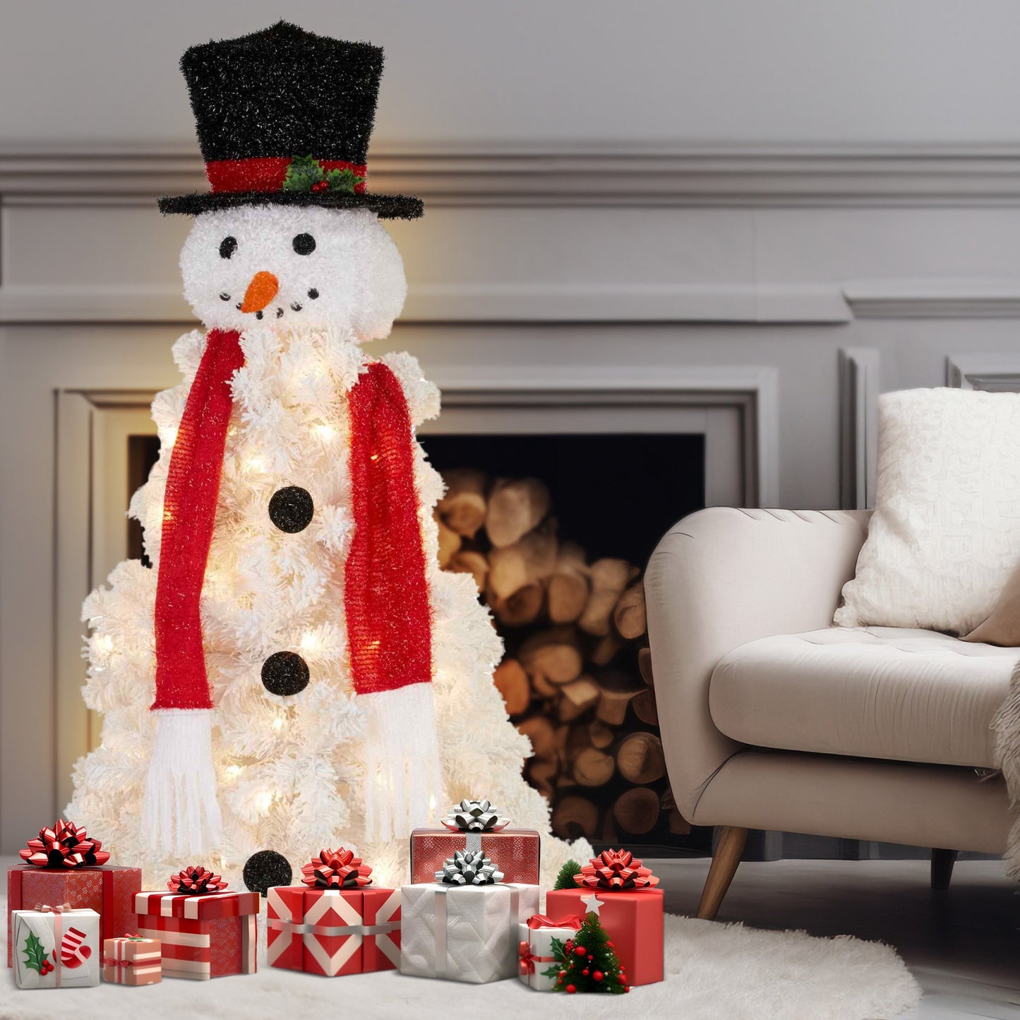 Christabelle Christabelle 4ft 122cm Snowman Christmas Tree with Lights