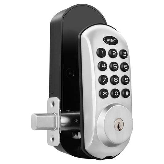 MEC Digital Motorised Smart Lock 20 User Codes Auto-Lock Backlit Keypad Chrome