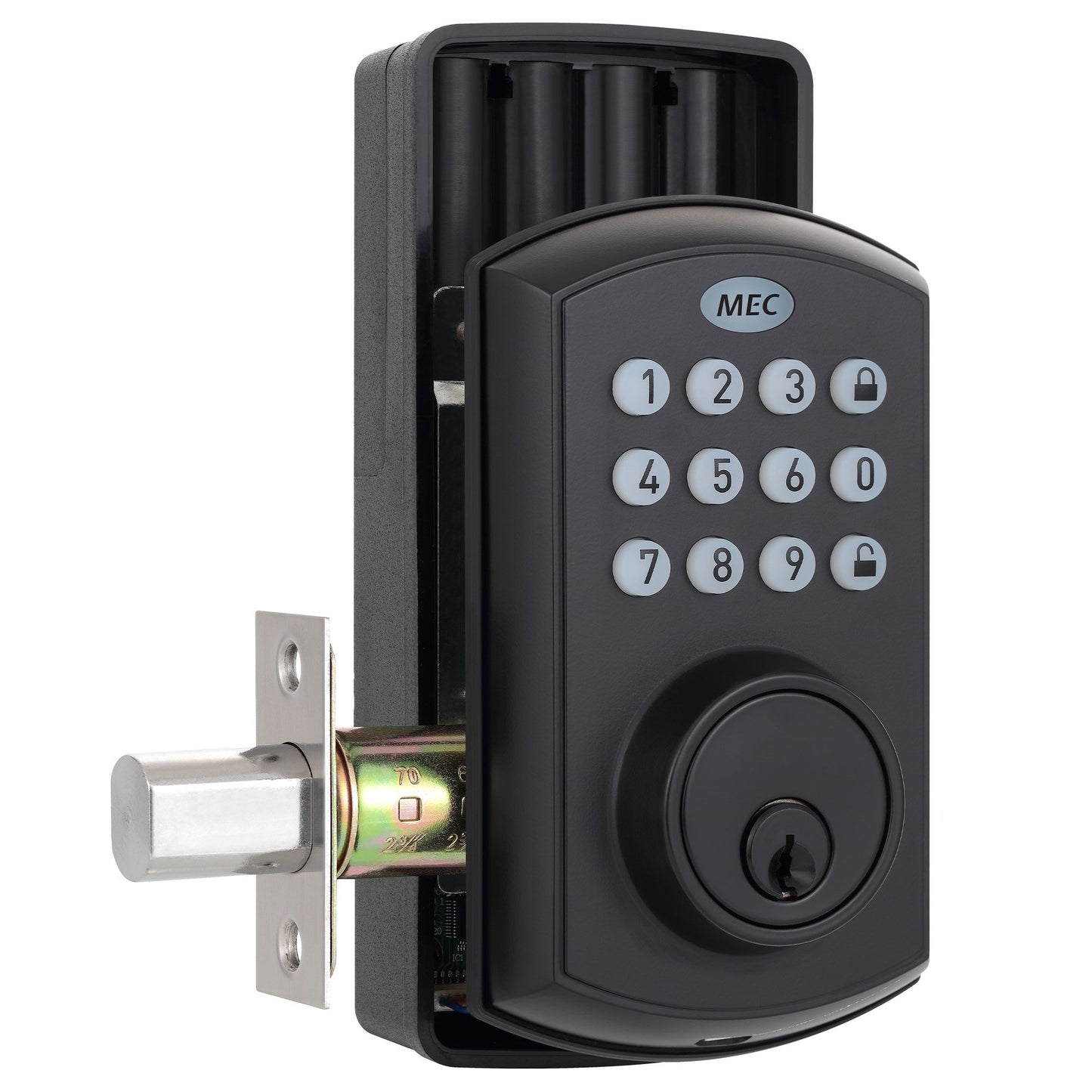 MEC Digital Motorised Smart Lock 50 User Codes Auto-Lock Backlit Keypad Matte Black