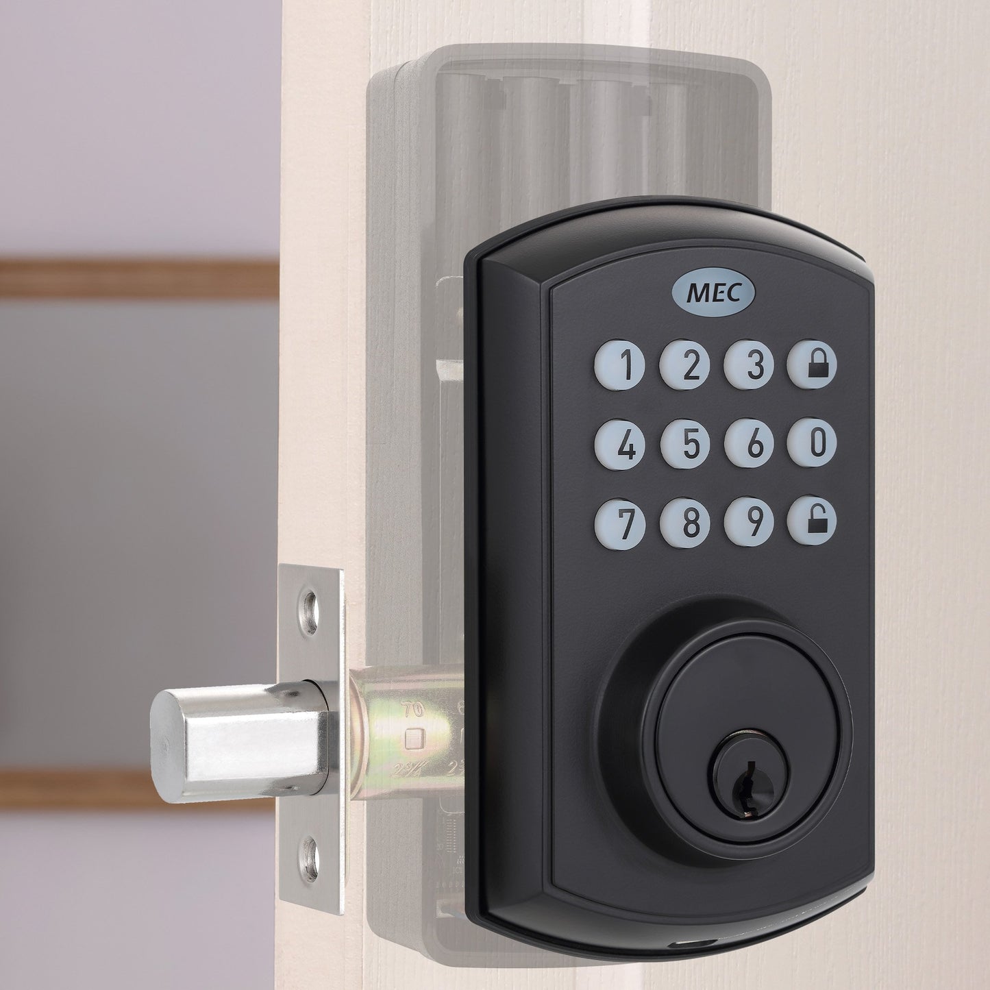 MEC Digital Motorised Smart Lock 50 User Codes Auto-Lock Backlit Keypad Matte Black