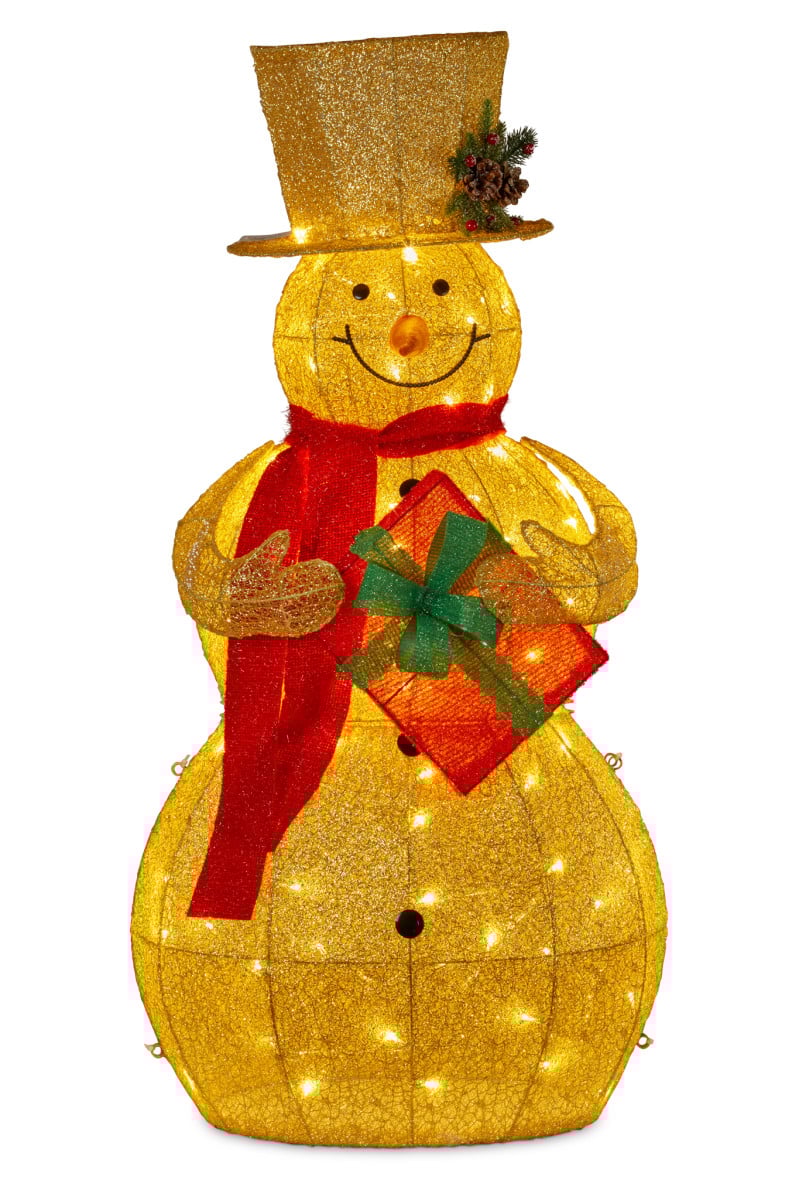 Christabelle 120cm Gold Outdoor Christmas Snowman with Lights
