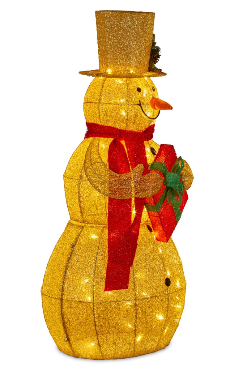 Christabelle 120cm Gold Outdoor Christmas Snowman with Lights